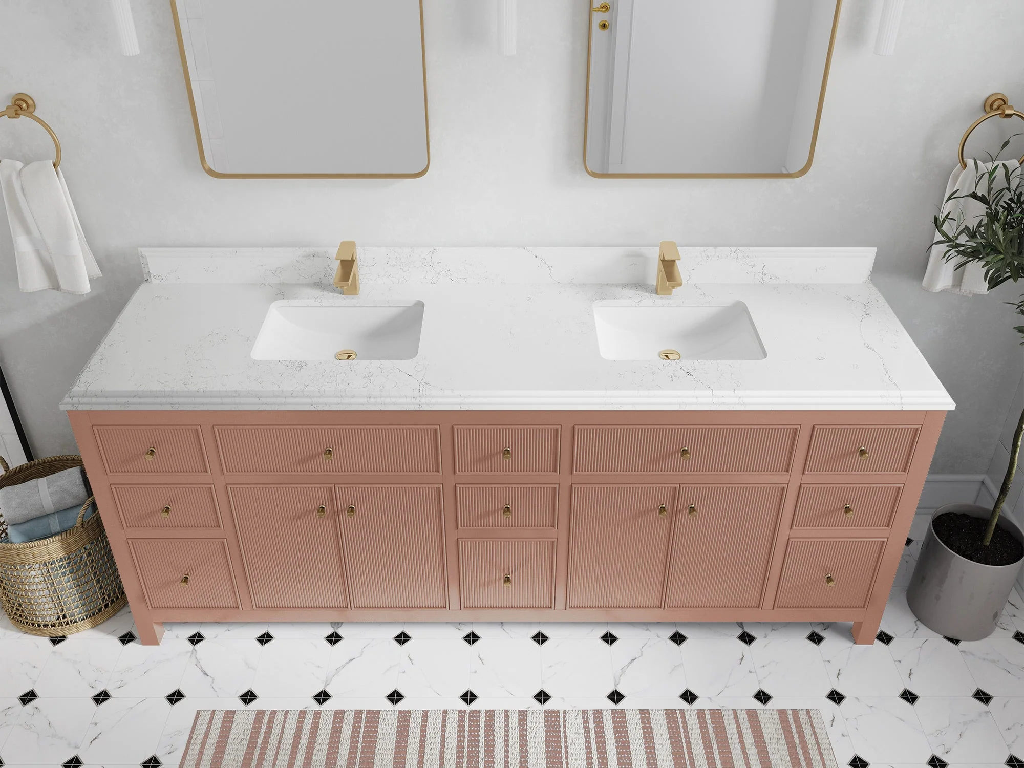 Sonoma 84 in W x 22 in D Free Standing Reeded Double Sink Bathroom Vanity - Image 24