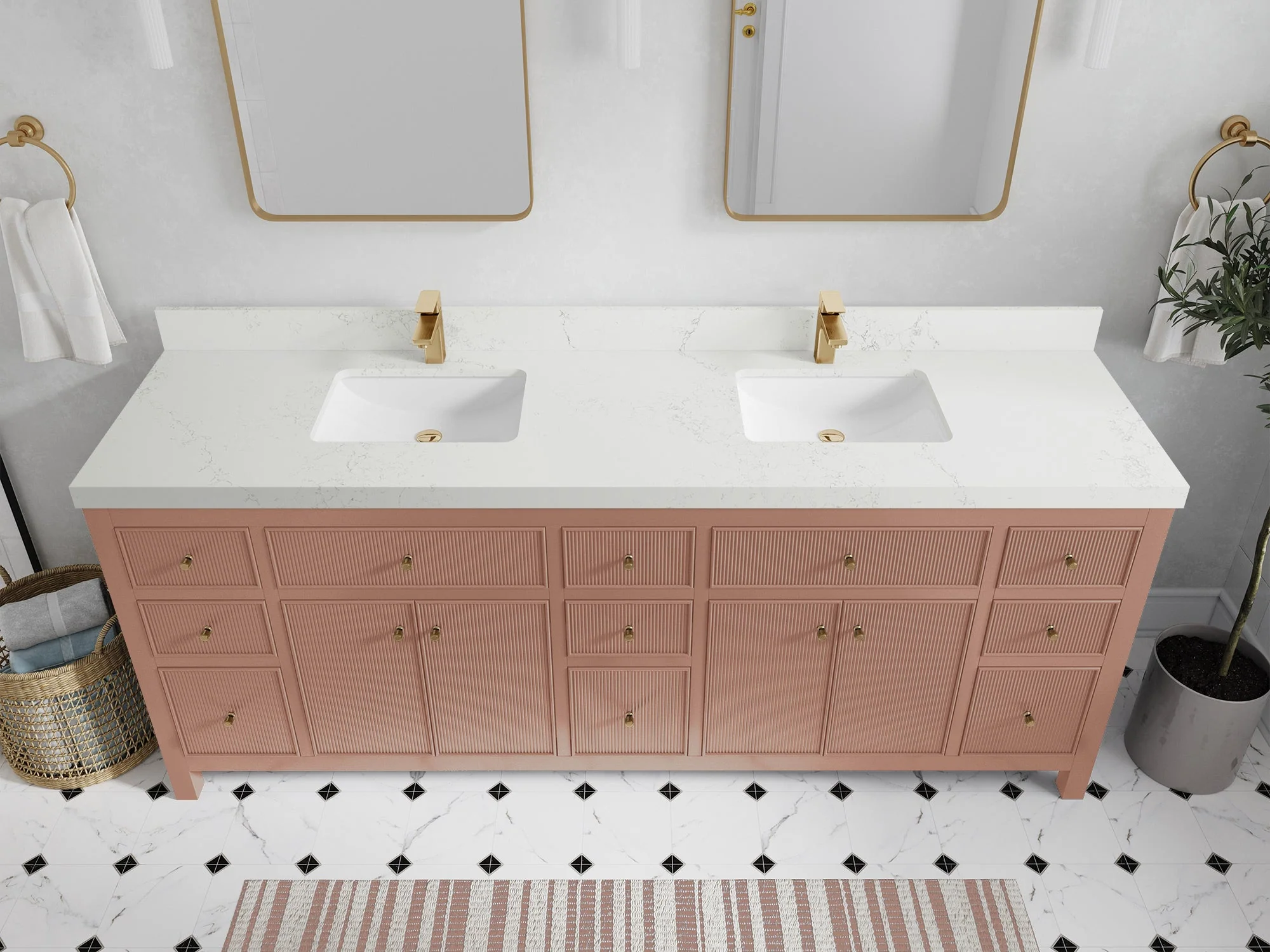 Sonoma 84 in W x 22 in D Free Standing Reeded Double Sink Bathroom Vanity - Image 28