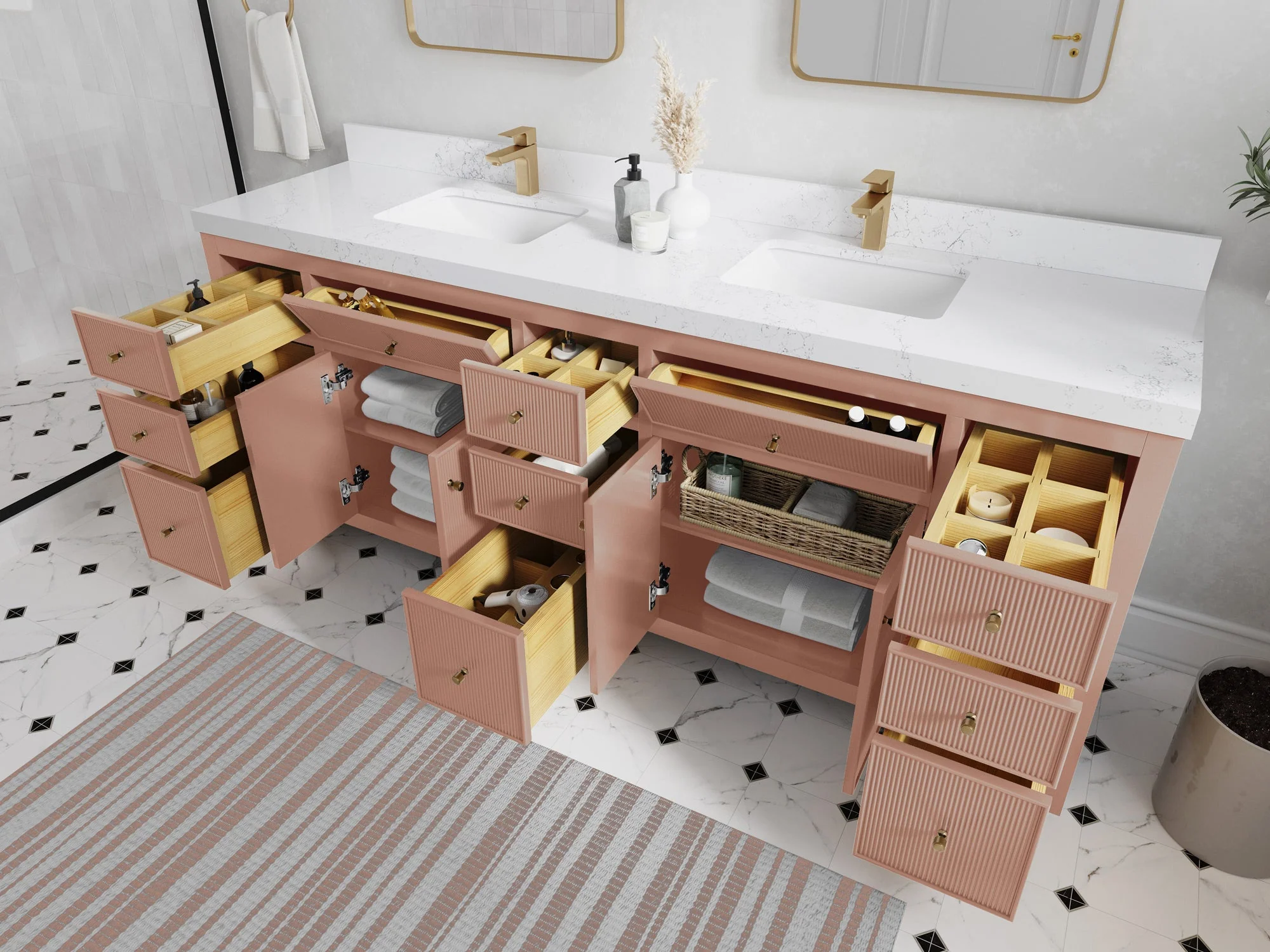 Sonoma 84 in W x 22 in D Free Standing Reeded Double Sink Bathroom Vanity - Image 3