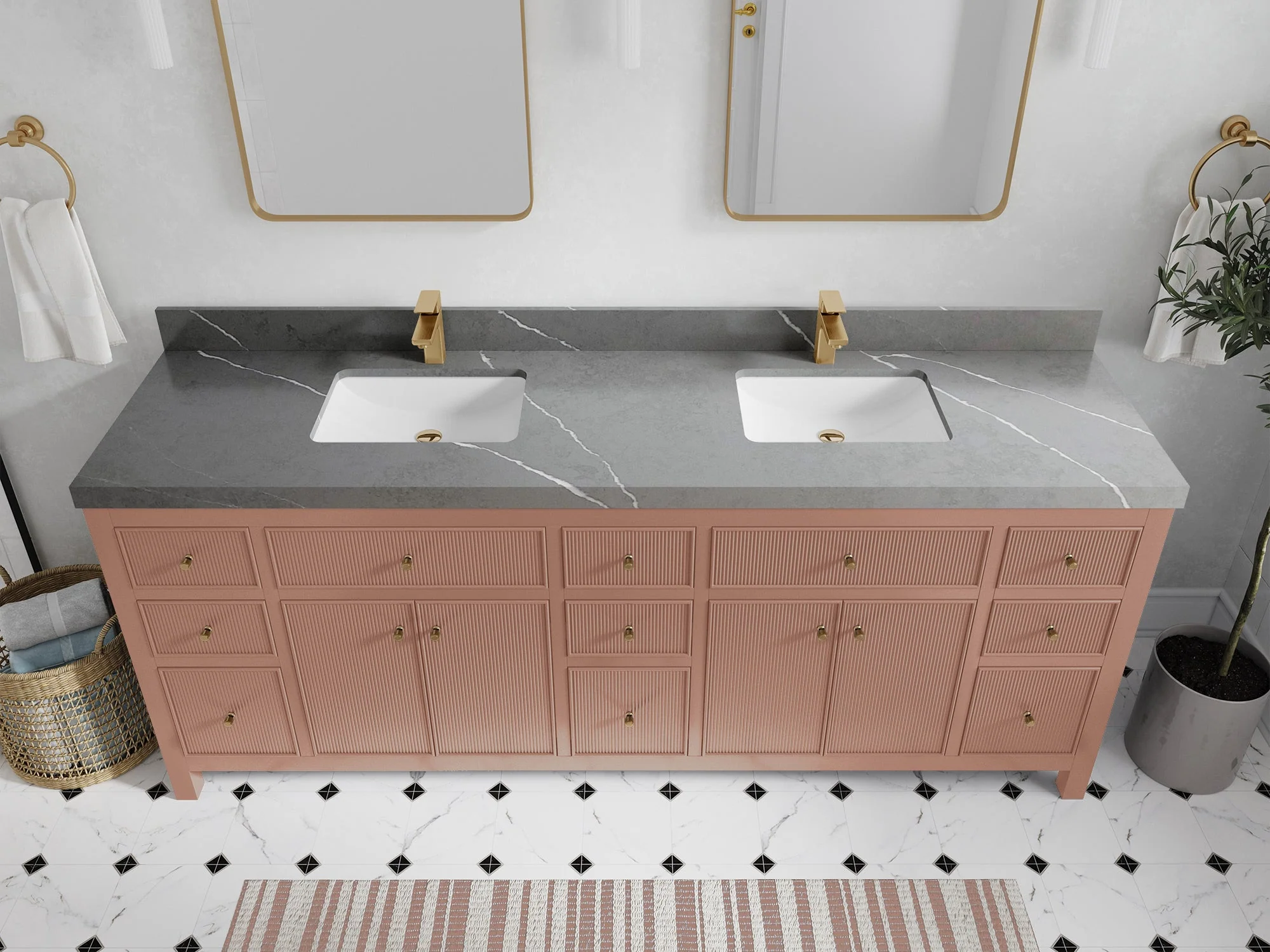 Sonoma 84 in W x 22 in D Free Standing Reeded Double Sink Bathroom Vanity - Image 32