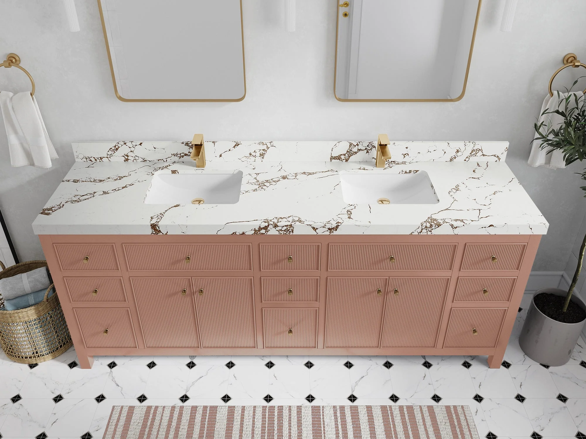 Sonoma 84 in W x 22 in D Free Standing Reeded Double Sink Bathroom Vanity - Image 34