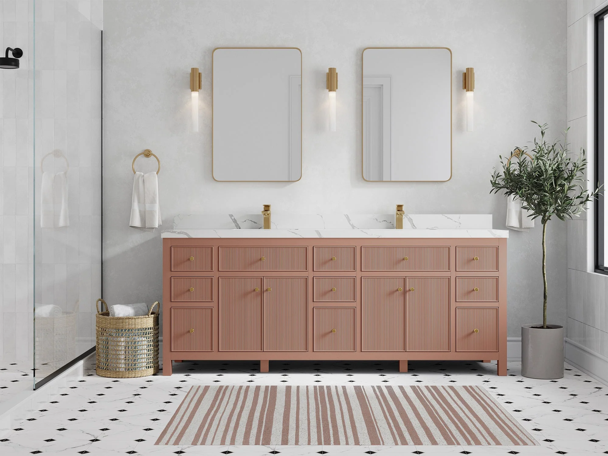 Sonoma 84 in W x 22 in D Free Standing Reeded Double Sink Bathroom Vanity - Image 4