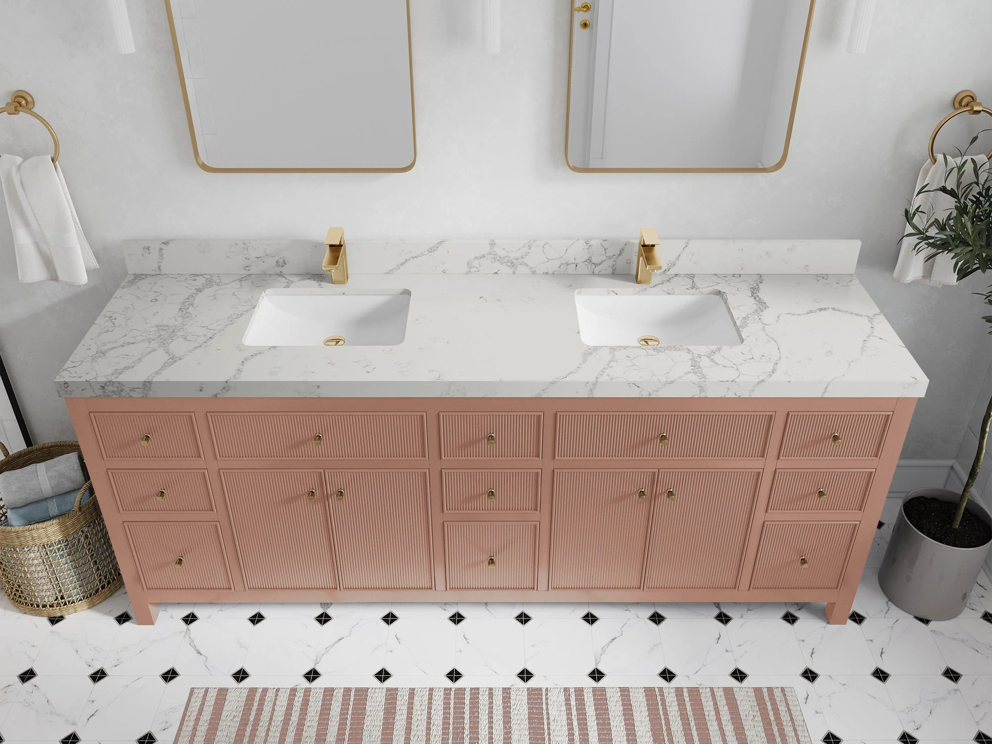 Sonoma 84 in W x 22 in D Free Standing Reeded Double Sink Bathroom Vanity - Image 40