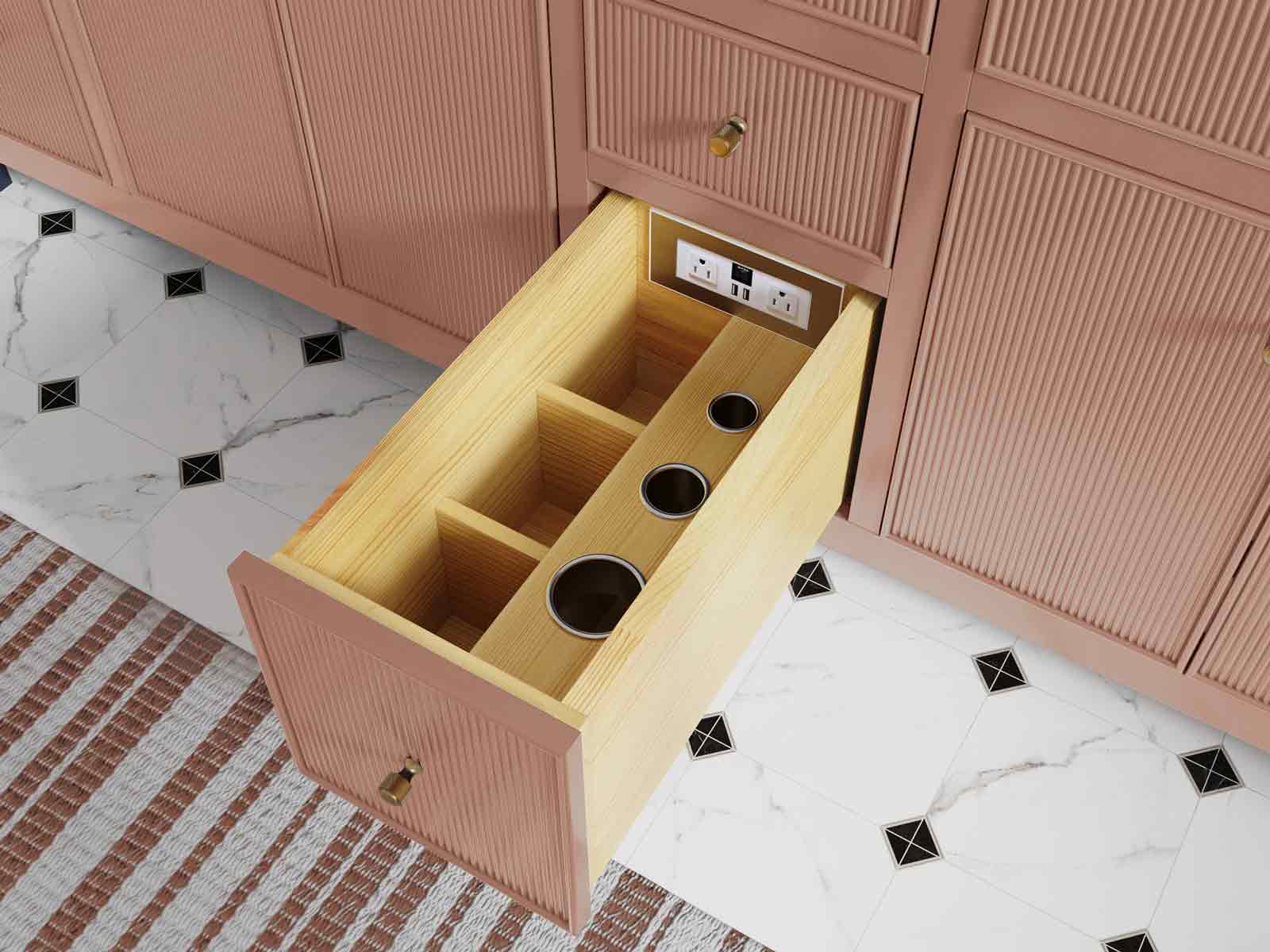Sonoma 84 in W x 22 in D Free Standing Reeded Double Sink Bathroom Vanity - Image 5