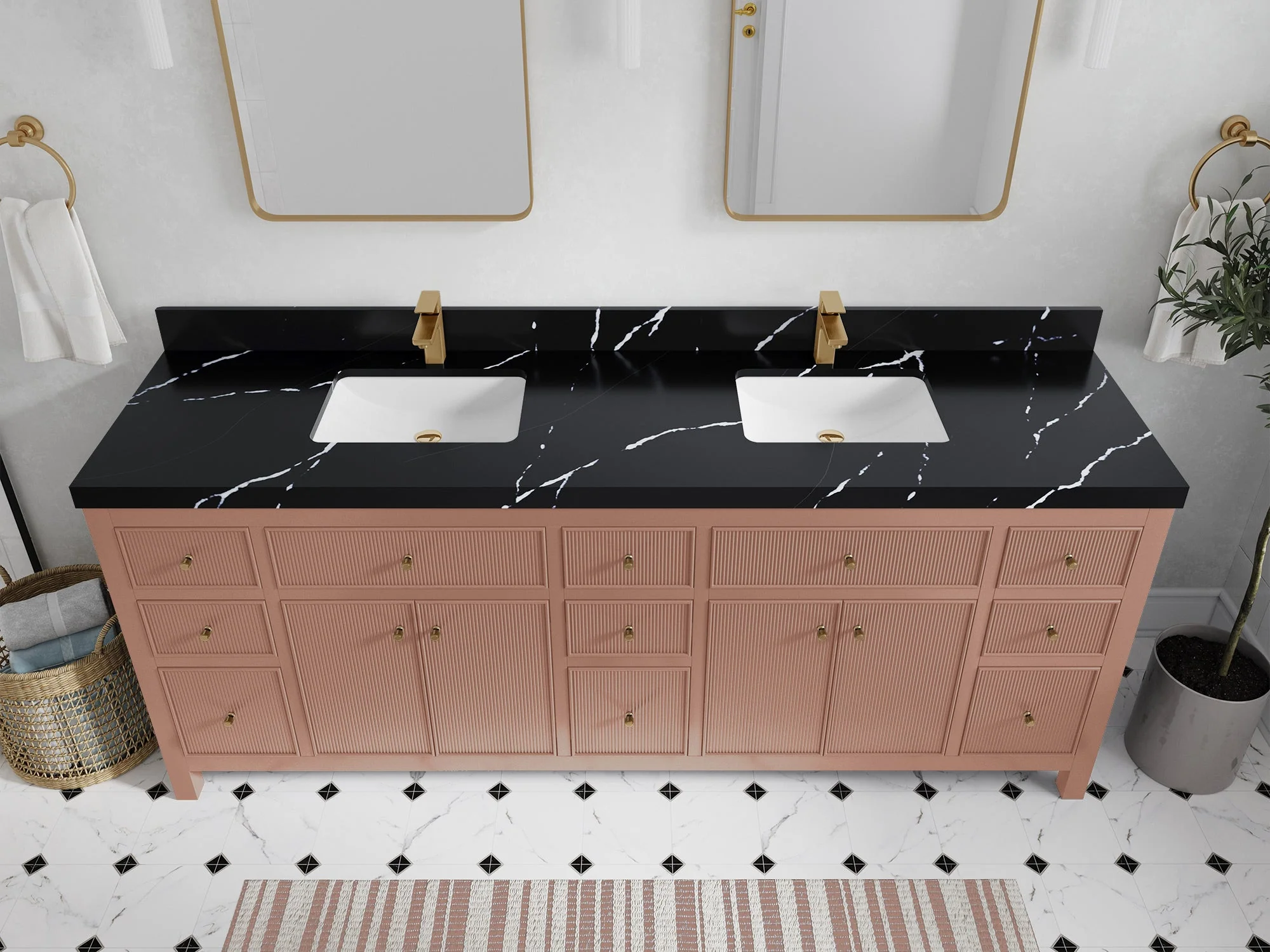 Sonoma 84 in W x 22 in D Free Standing Reeded Double Sink Bathroom Vanity - Image 8