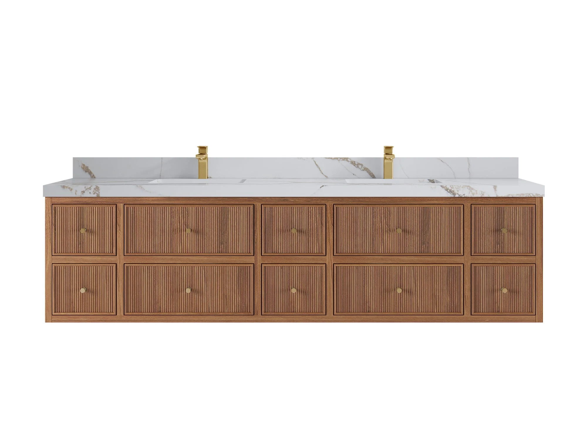 Sonoma Reeded Floating Teak 84 in. W x 22 in. D Double Sink Bathroom Vanity - Image 10