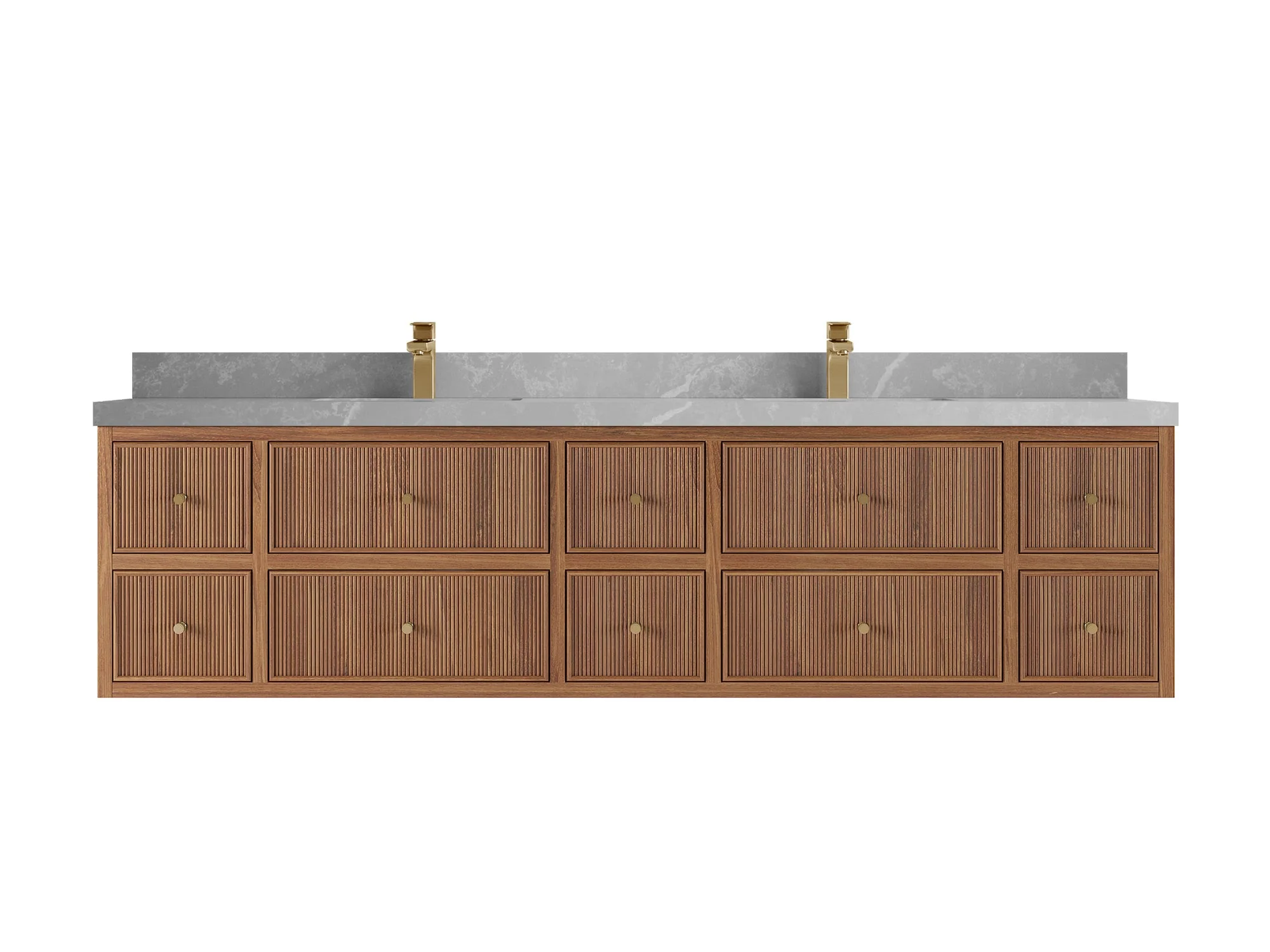 Sonoma Reeded Floating Teak 84 in. W x 22 in. D Double Sink Bathroom Vanity - Image 15
