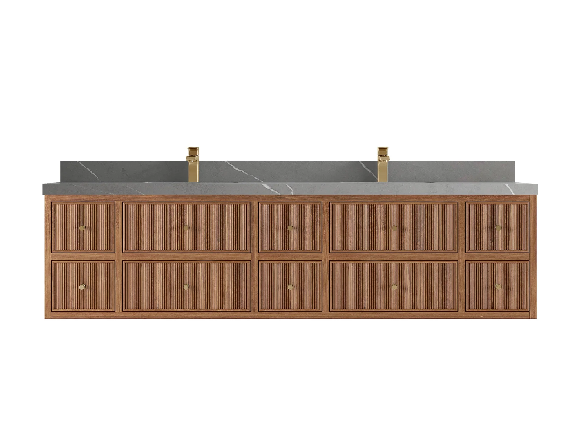Sonoma Reeded Floating Teak 84 in. W x 22 in. D Double Sink Bathroom Vanity - Image 16