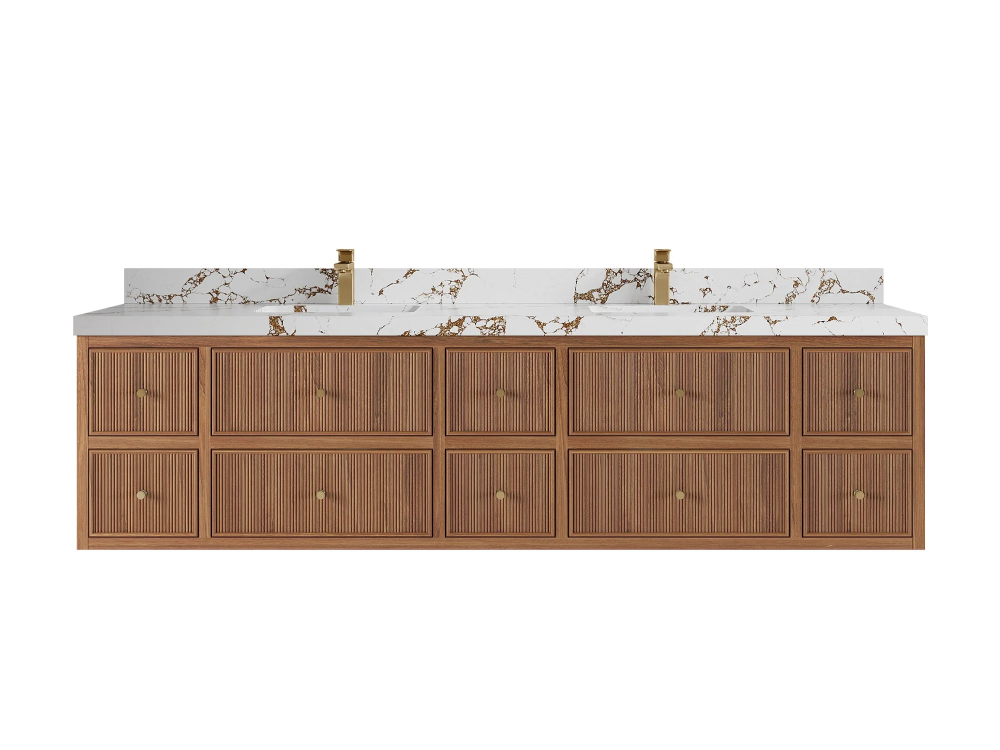 Sonoma Reeded Floating Teak 84 in. W x 22 in. D Double Sink Bathroom Vanity - Image 17