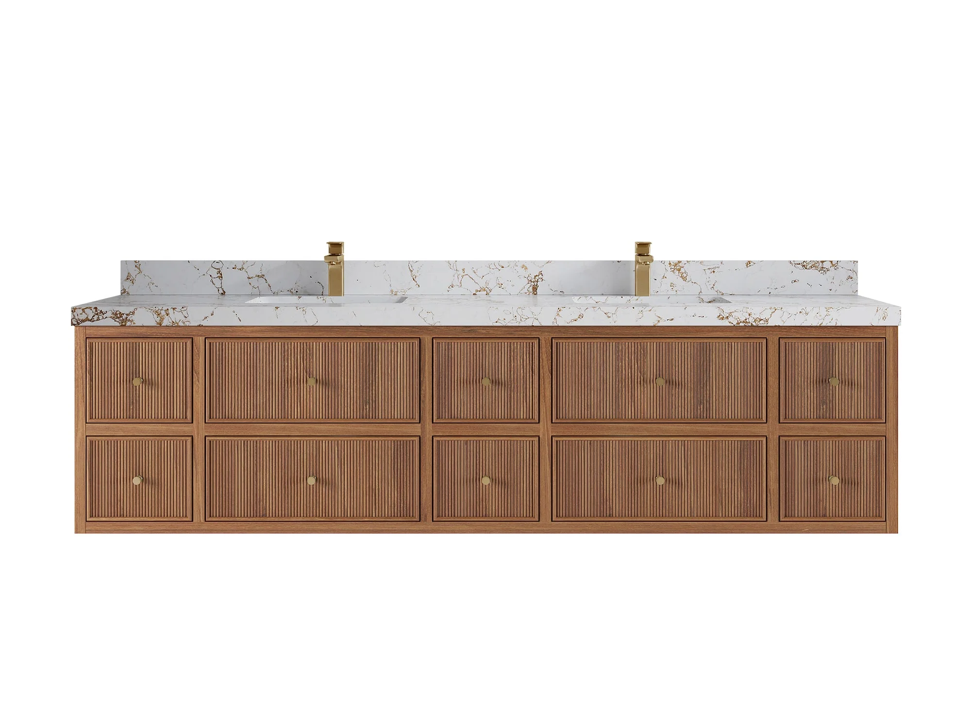 Sonoma Reeded Floating Teak 84 in. W x 22 in. D Double Sink Bathroom Vanity - Image 18