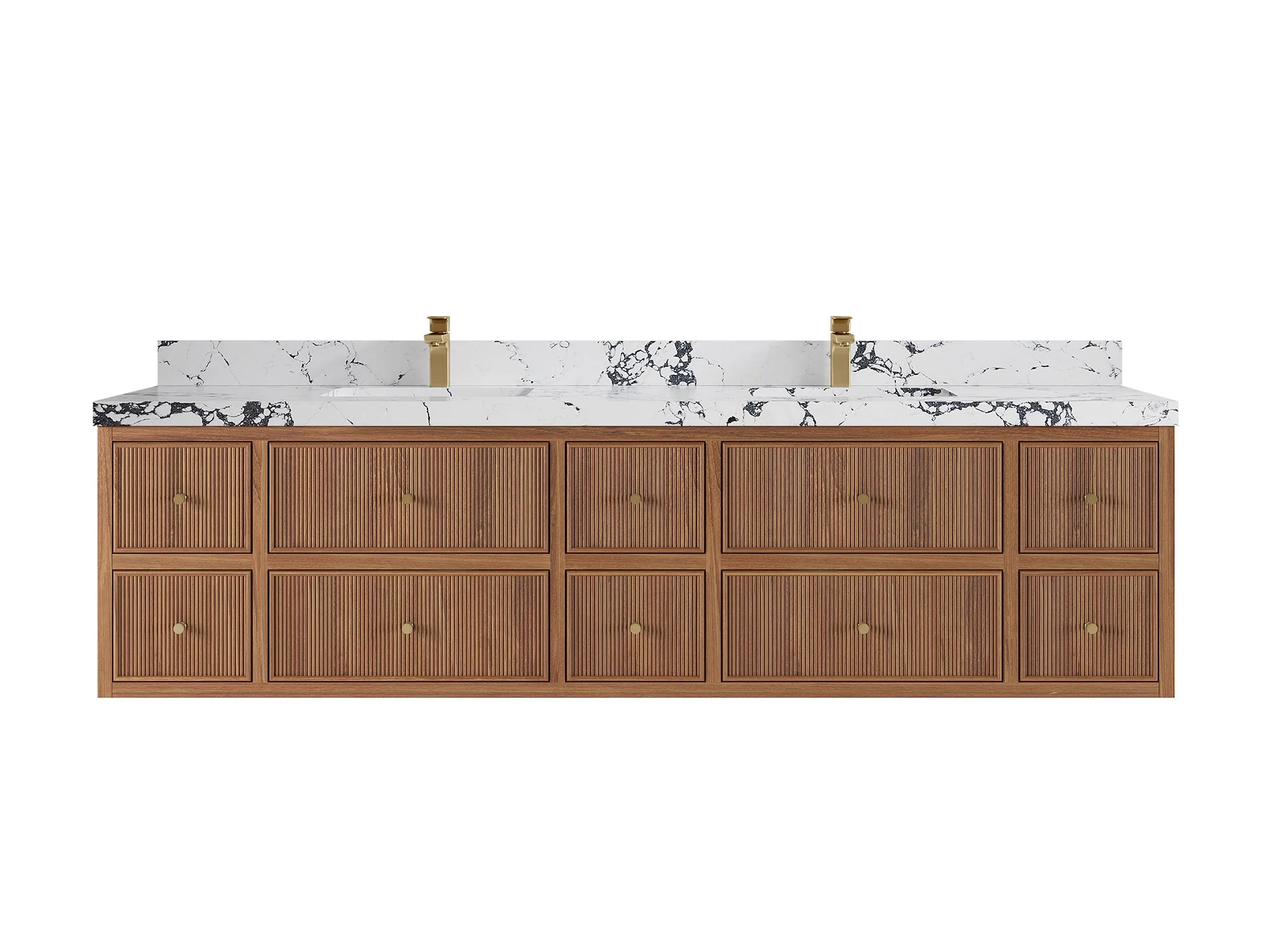 Sonoma Reeded Floating Teak 84 in. W x 22 in. D Double Sink Bathroom Vanity - Image 19