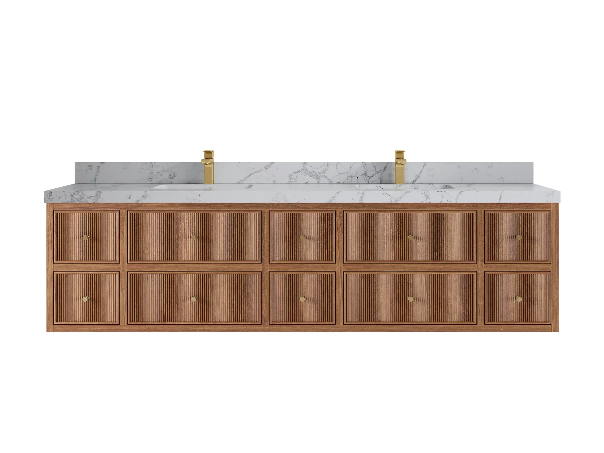 Sonoma Reeded Floating Teak 84 in. W x 22 in. D Double Sink Bathroom Vanity - Image 20