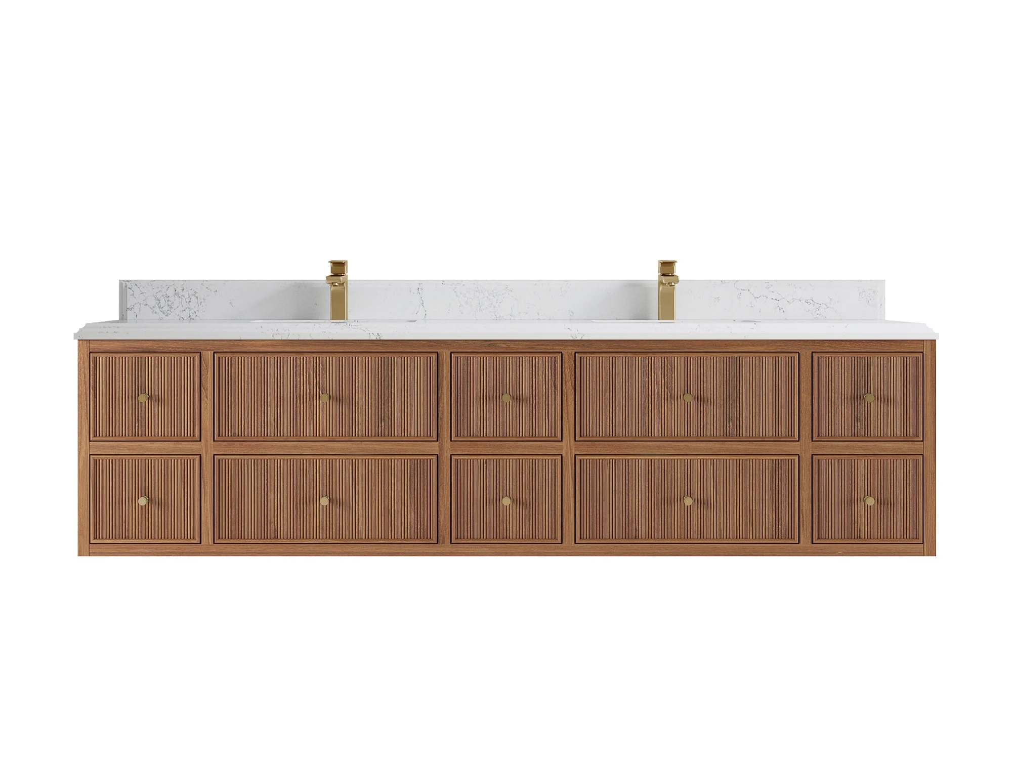 Sonoma Reeded Floating Teak 84 in. W x 22 in. D Double Sink Bathroom Vanity - Image 23