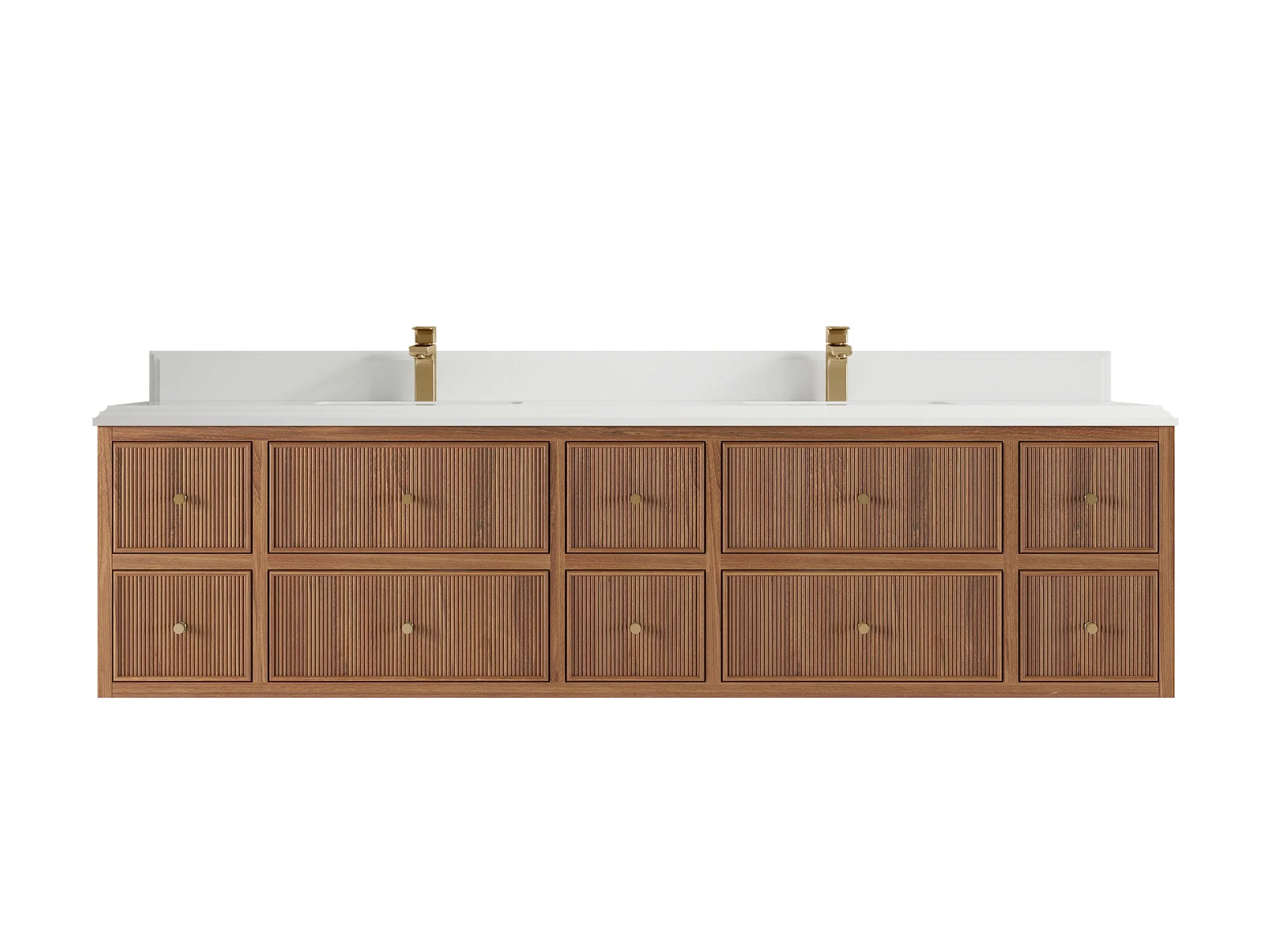 Sonoma Reeded Floating Teak 84 in. W x 22 in. D Double Sink Bathroom Vanity - Image 24