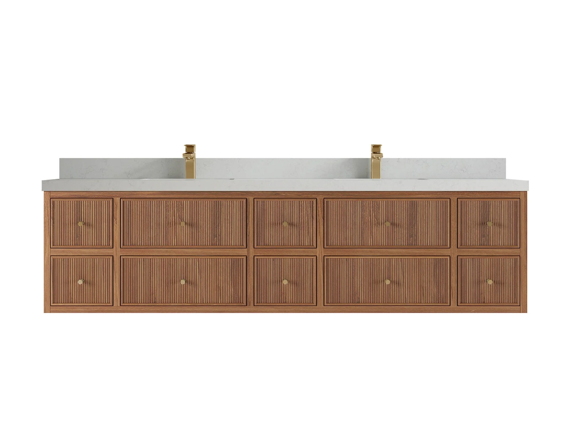 Sonoma Reeded Floating Teak 84 in. W x 22 in. D Double Sink Bathroom Vanity - Image 8