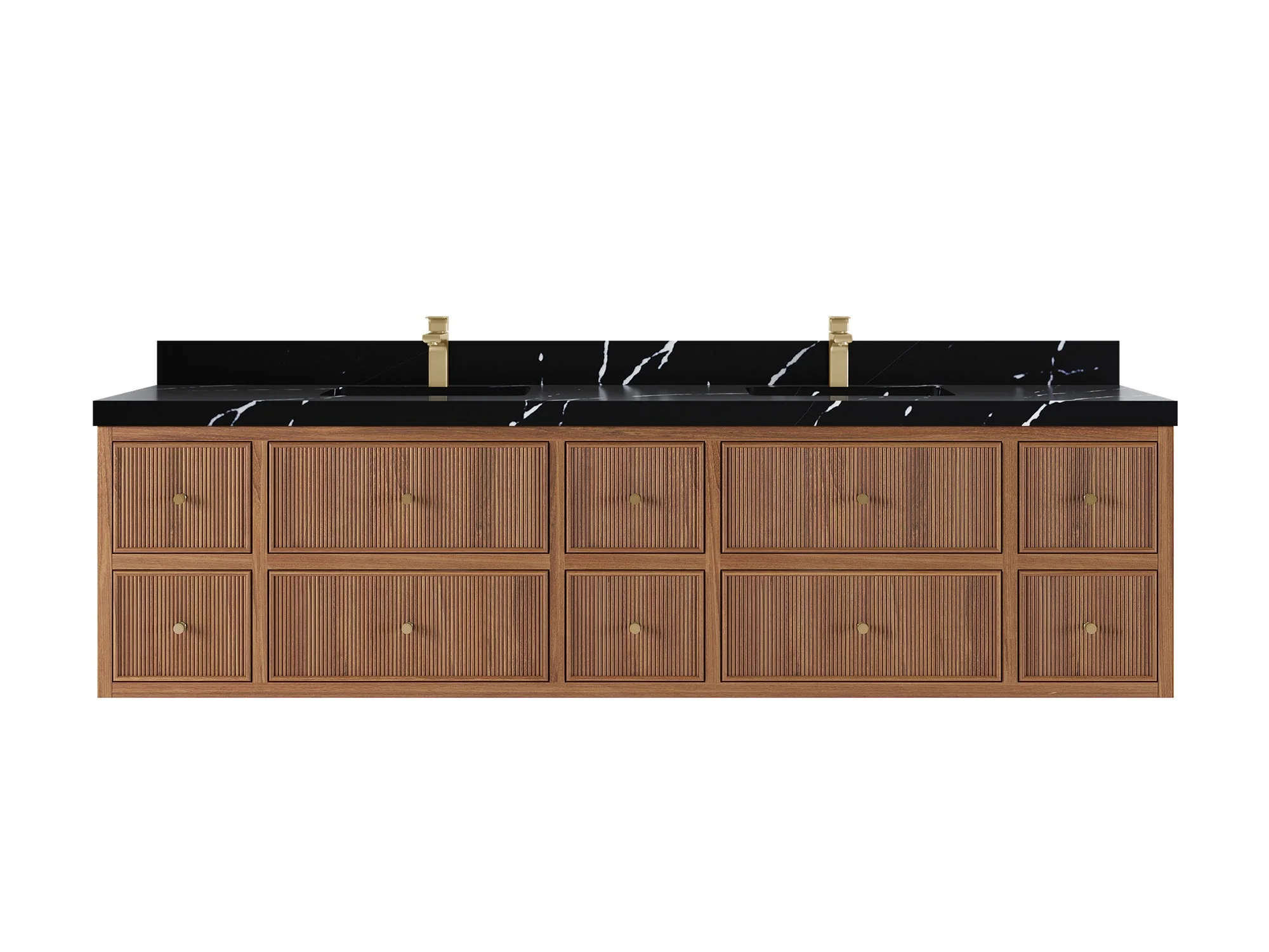 Sonoma Reeded Floating Teak 84 in. W x 22 in. D Double Sink Bathroom Vanity - Image 9
