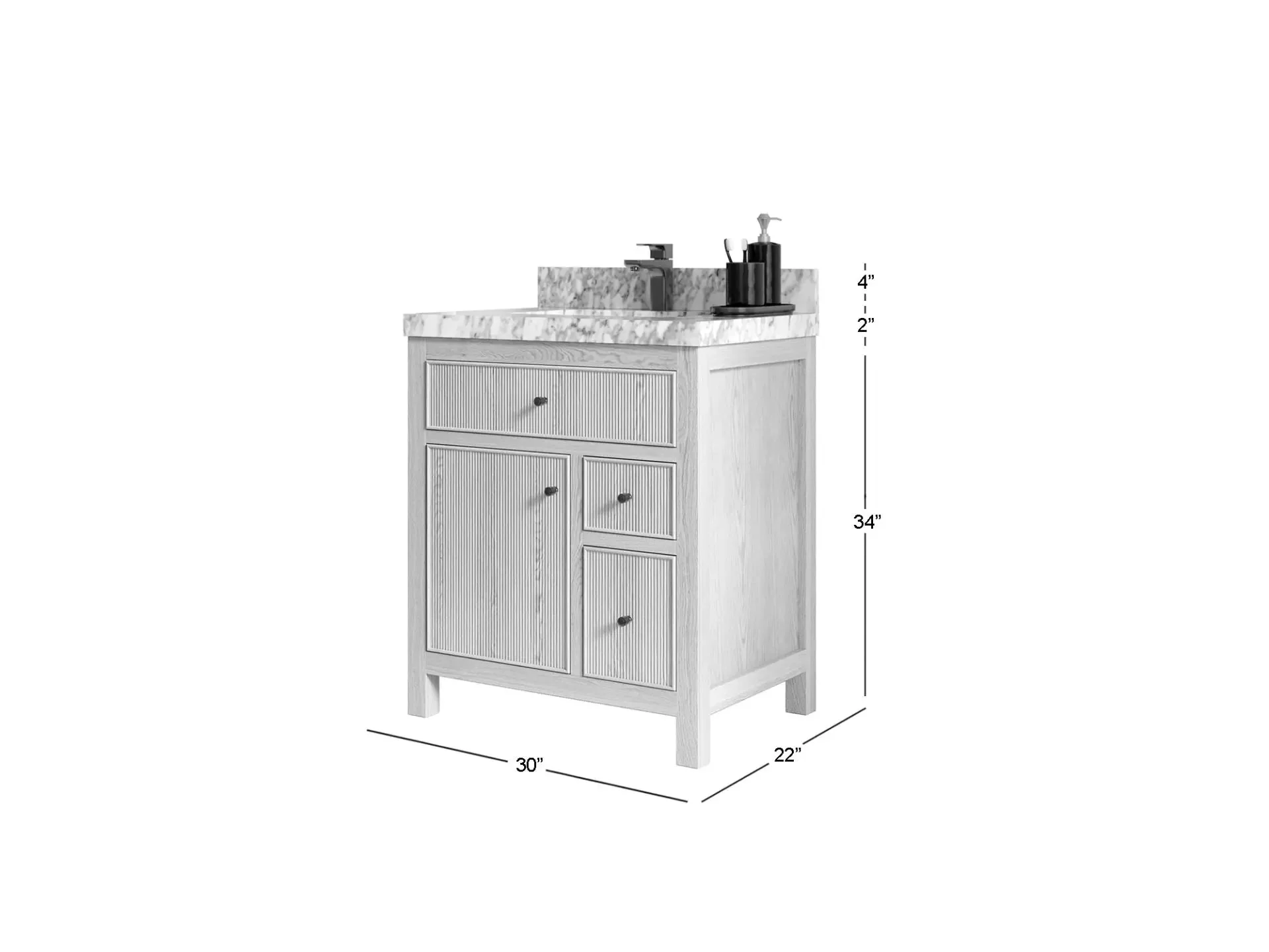 Sonoma White Oak 30 in. W x 22 in. D Single Sink Reeded Bathroom Vanity - Image 5