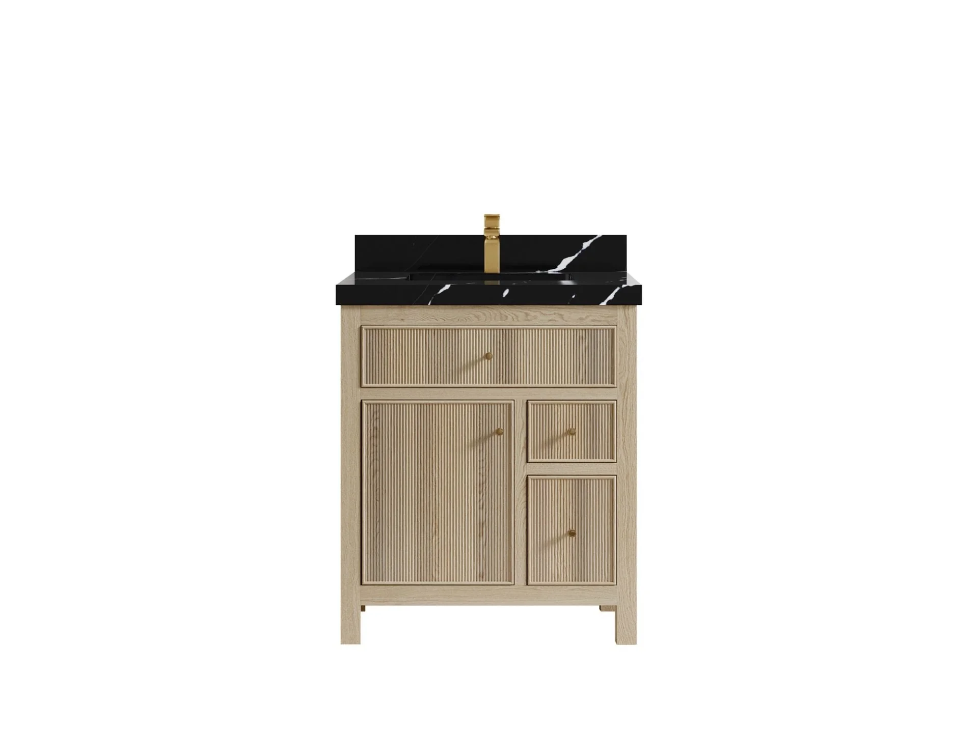 Sonoma White Oak 30 in. W x 22 in. D Single Sink Reeded Bathroom Vanity - Image 6