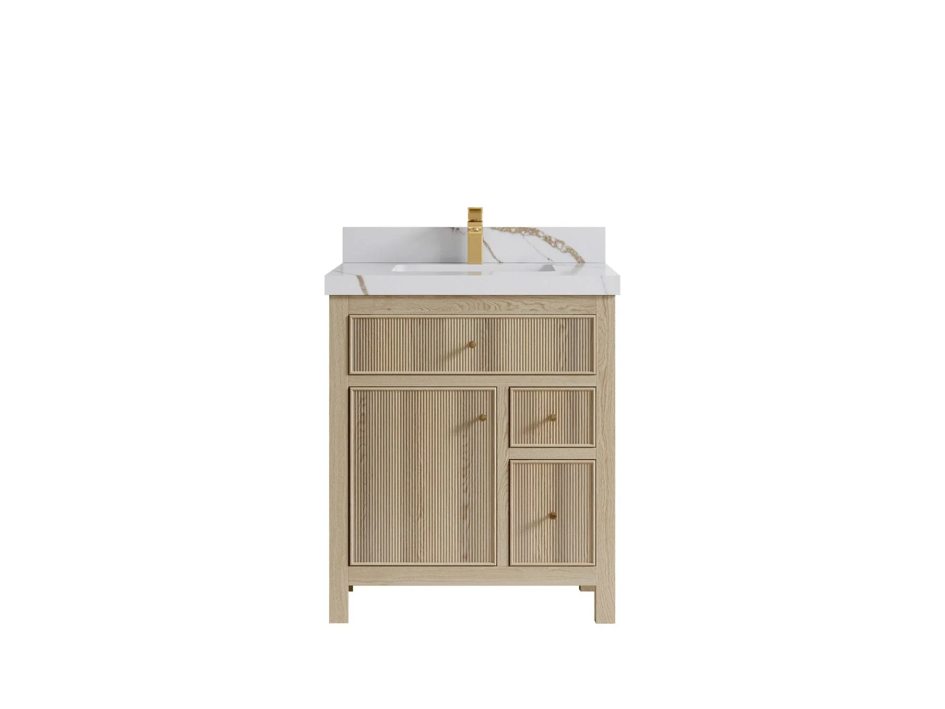 Sonoma White Oak 30 in. W x 22 in. D Single Sink Reeded Bathroom Vanity - Image 7