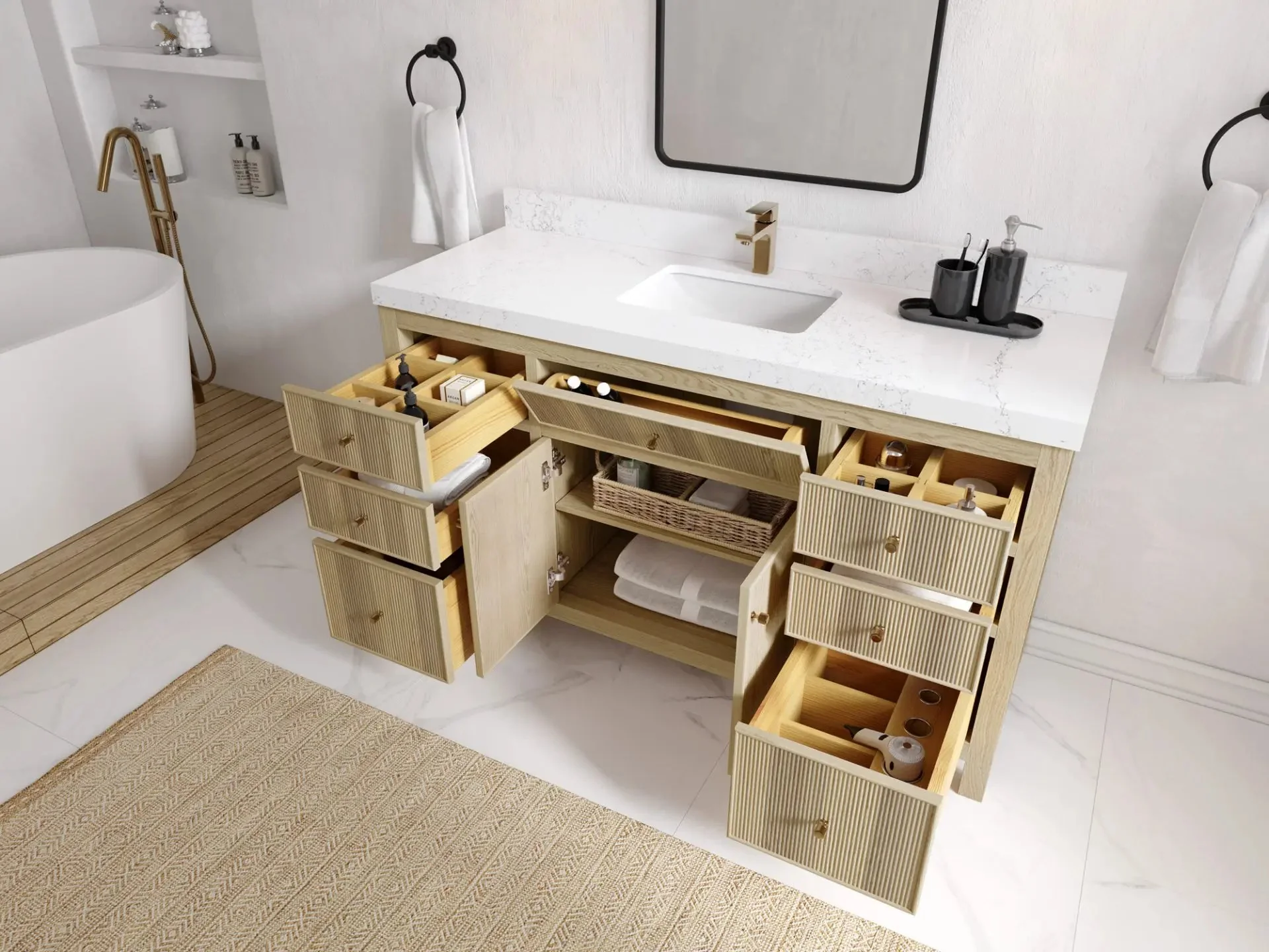 Sonoma White Oak 60 in. W x 22 in. D Single Sink Bathroom Vanity - Image 3