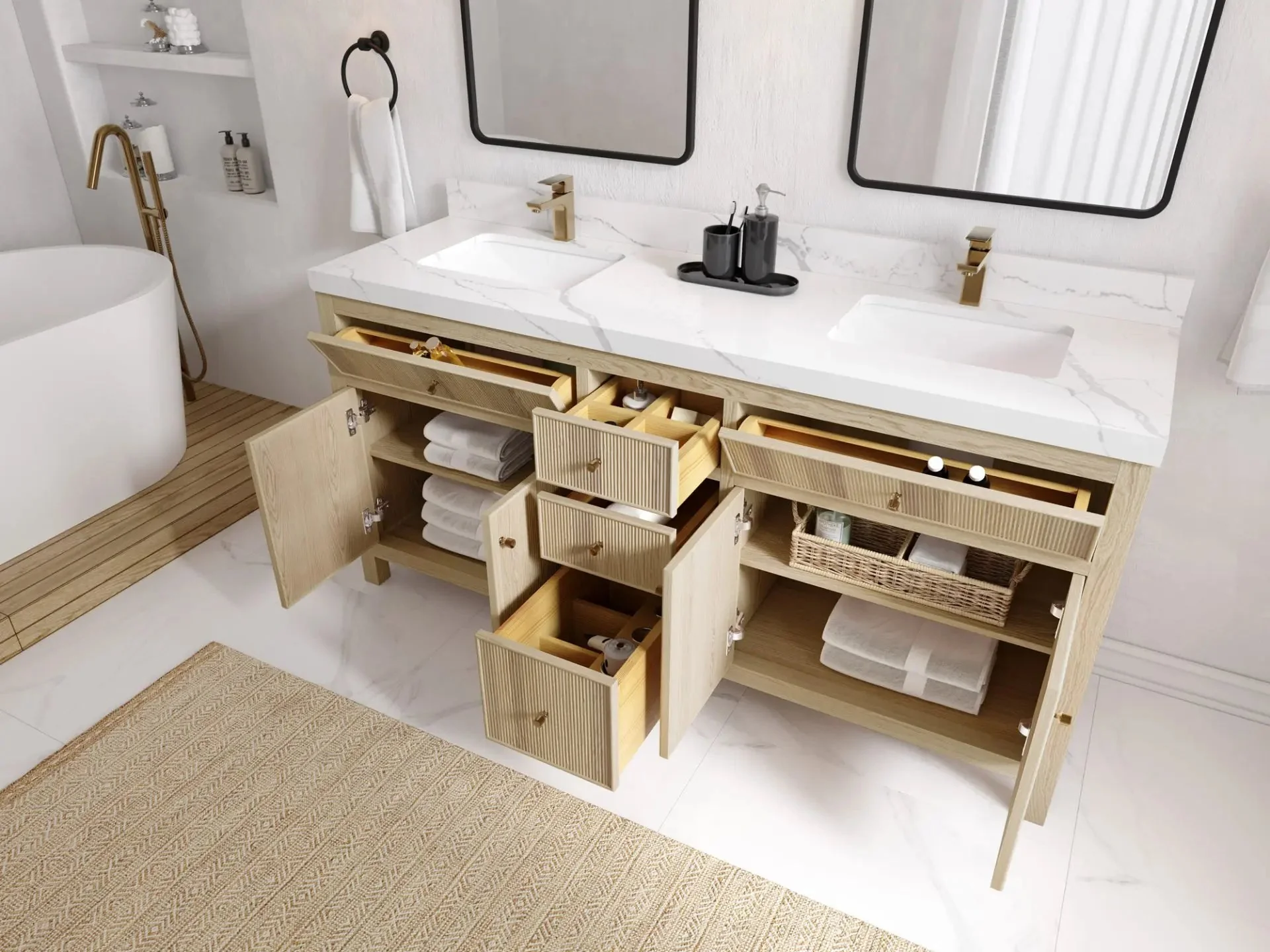 Sonoma White Oak 72 in. W x 22 in. D Double Sink Bathroom Vanity - Image 3