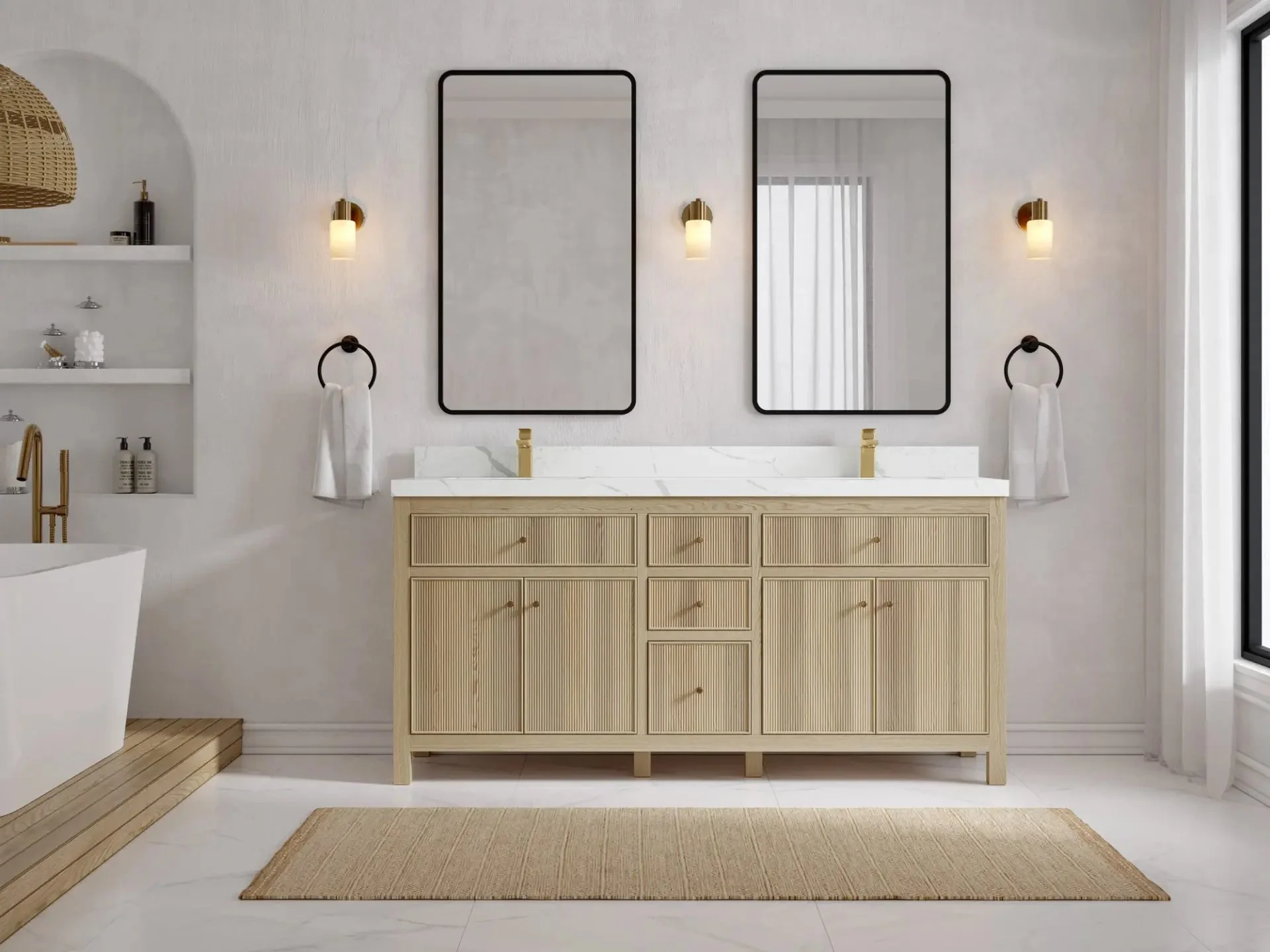 Sonoma White Oak 72 in. W x 22 in. D Double Sink Bathroom Vanity - Image 4