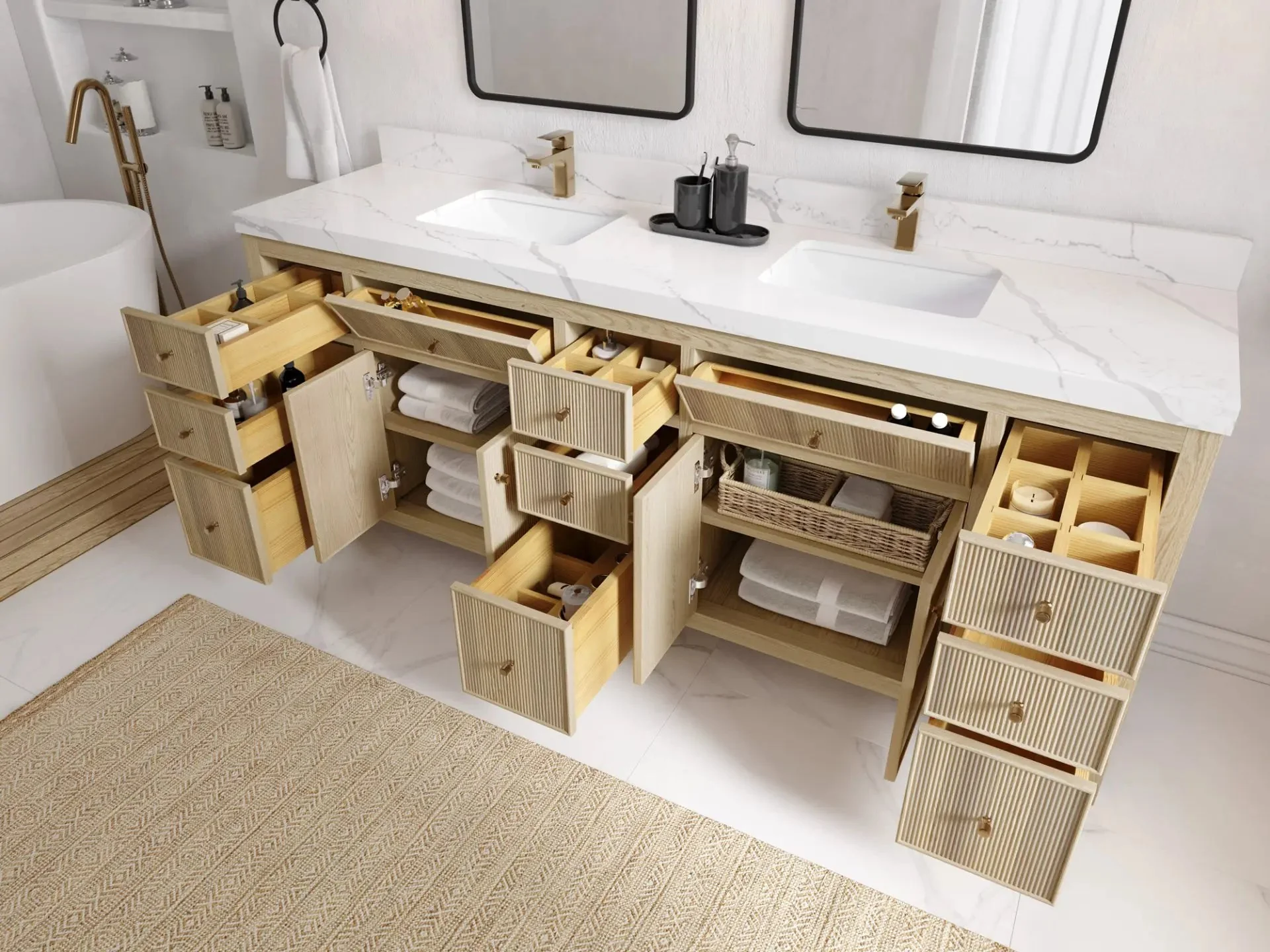 Sonoma White Oak 84 in. W x 22 in. D Double Sink Bathroom Vanity - Image 3
