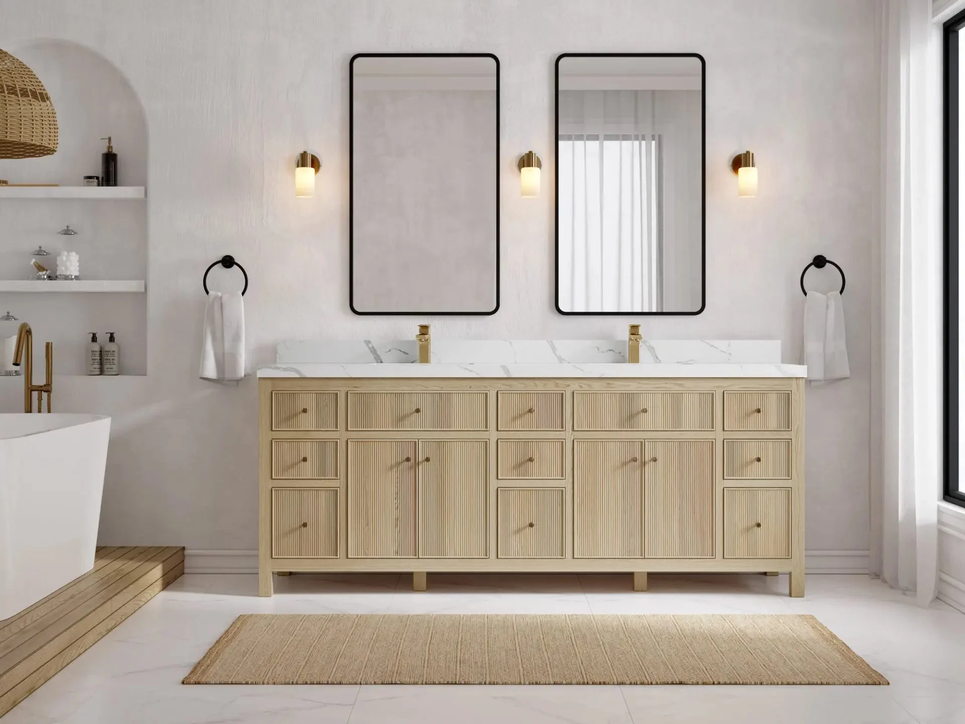 Sonoma White Oak 84 in. W x 22 in. D Double Sink Bathroom Vanity - Image 4